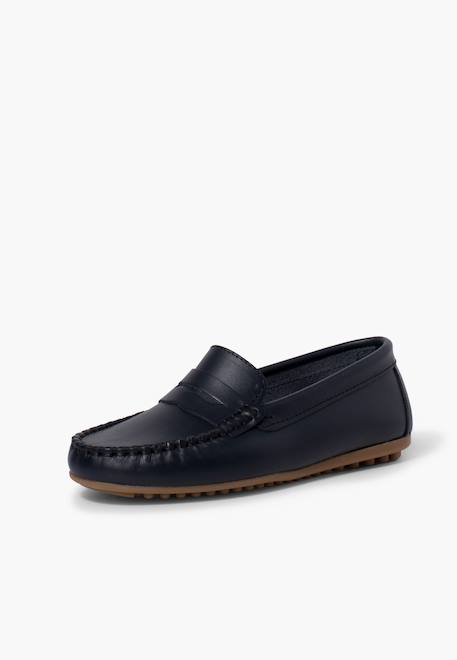 Mocassins en cuir Bleu marine+Marron 2 - vertbaudet enfant 