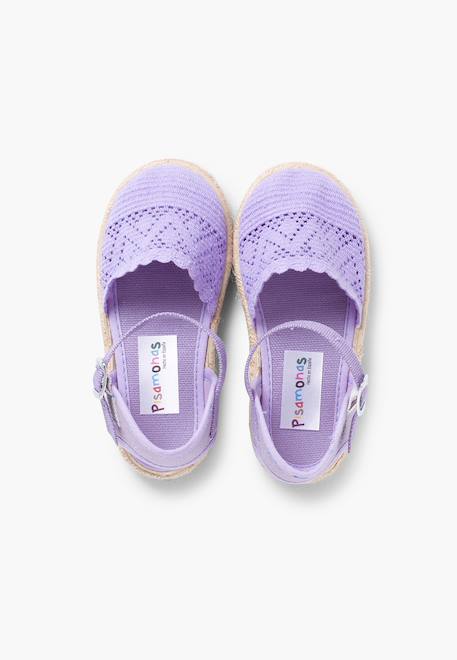 Espadrilles brodées à boucle Blanc+Bleu marine+Écru+Lilas+Rose 23 - vertbaudet enfant 