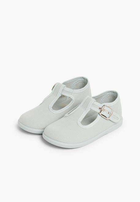 Salomés en toile avec fermeture à boucle Aigue-marine+Bleu marine+Brun+Ciel clair+Écru+Gris+Jaune citron+Rouge 32 - vertbaudet enfant 