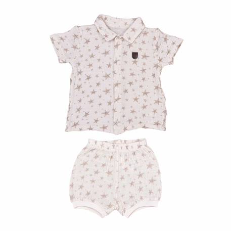 Ensemble t-shirt et short bébé en coton biologique sacha Multicolore 1 - vertbaudet enfant 