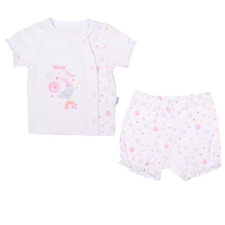 Ensemble t-shirt et short bébé en coton bio sleep time Rose 1 - vertbaudet enfant 