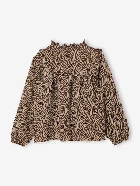 Blouse fille gaze de coton motif zébré chocolat 4 - vertbaudet enfant 