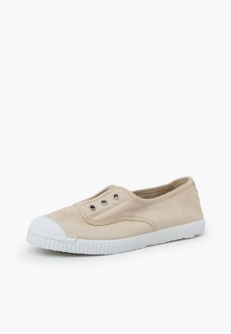 Tennis en toile avec bout caoutchouc sans lacets Avoine+Pêche 2 - vertbaudet enfant 