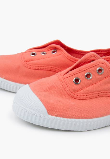 Tennis en toile avec bout caoutchouc sans lacets Avoine+Pêche 12 - vertbaudet enfant 