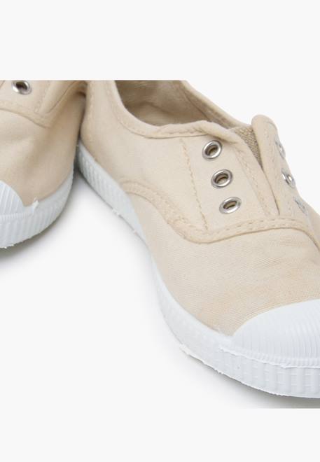 Tennis en toile avec bout caoutchouc sans lacets Avoine+Pêche 6 - vertbaudet enfant 