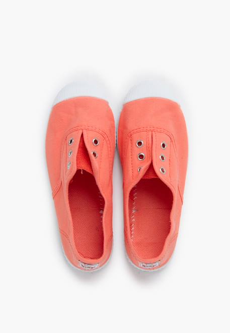 Tennis en toile avec bout caoutchouc sans lacets Avoine+Pêche 11 - vertbaudet enfant 