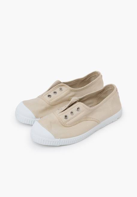 Tennis en toile avec bout caoutchouc sans lacets Avoine+Pêche 4 - vertbaudet enfant 