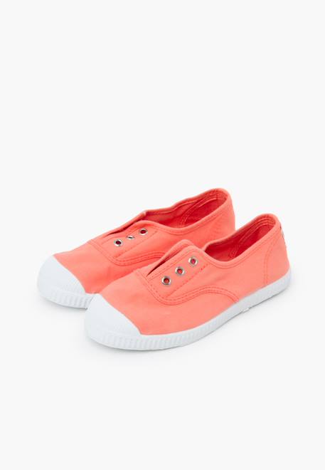 Tennis en toile avec bout caoutchouc sans lacets Avoine+Pêche 10 - vertbaudet enfant 