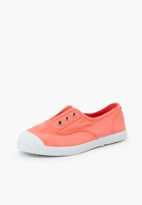 Tennis en toile avec bout caoutchouc sans lacets Avoine+Pêche 8 - vertbaudet enfant 