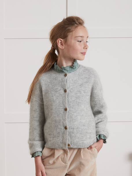 Cardigan avec laine et mohair Gris chine clair 2 - vertbaudet enfant 
