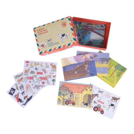 Cartes postales avec autocollants Beige 1 - vertbaudet enfant 