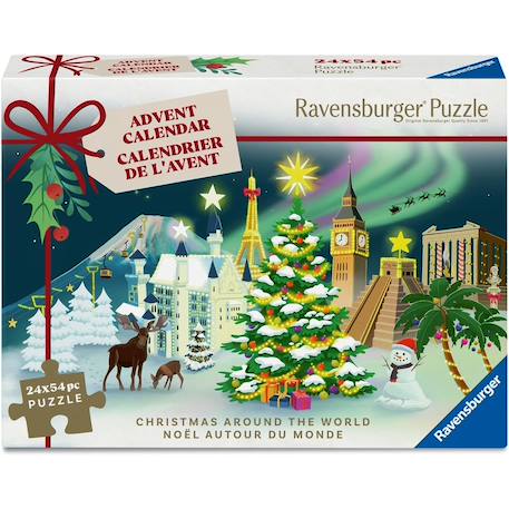 24 puzzles de 54 pièces - Calendrier de l'avent noël autour du monde Blanc 1 - vertbaudet enfant 