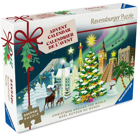 24 puzzles de 54 pièces - Calendrier de l'avent noël autour du monde Blanc 2 - vertbaudet enfant 