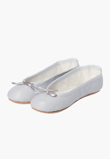 Ballerines fille  en cuir Blanc+Gris perle+Rose 10 - vertbaudet enfant 