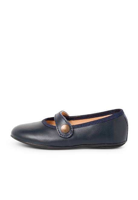 Chaussures à boucle fille cuir couleurs Bleu marine+Rouge 1 - vertbaudet enfant 