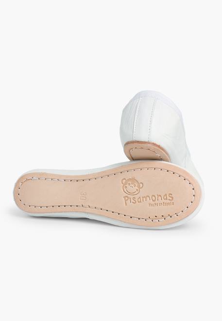 Ballerines fille  en cuir Blanc+Gris perle+Rose 3 - vertbaudet enfant 