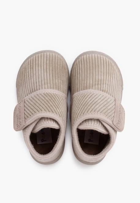 Chaussons barefoot velours côtelé fermeture à scratch Bleu marine+Pierre 11 - vertbaudet enfant 