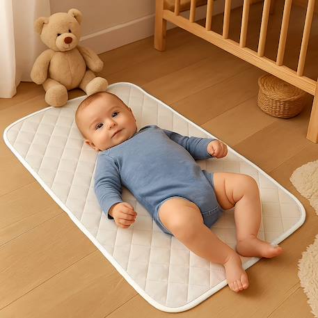 Tapis à langer nomade en coton bio Blanc+Fraise+Honey+Rose+Vert+Vichy 3 - vertbaudet enfant 