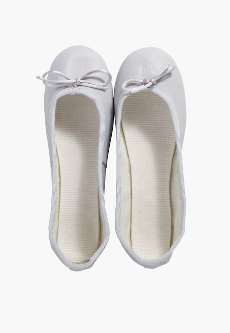Ballerines fille  en cuir Blanc+Gris perle+Rose 11 - vertbaudet enfant 