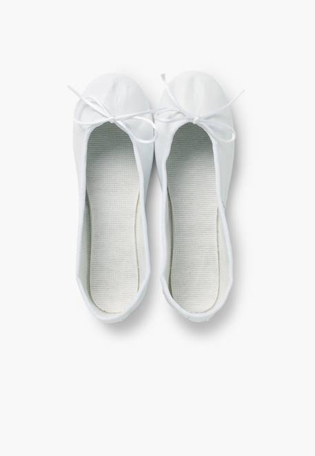 Ballerines fille  en cuir Blanc+Gris perle+Rose 5 - vertbaudet enfant 