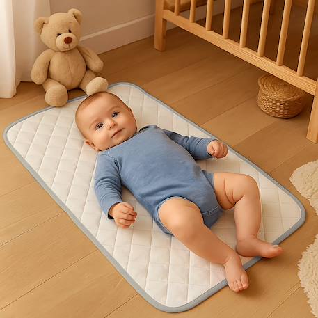 Tapis à langer nomade en coton bio Blanc+Fraise+Honey+Rose+Vert+Vichy 26 - vertbaudet enfant 