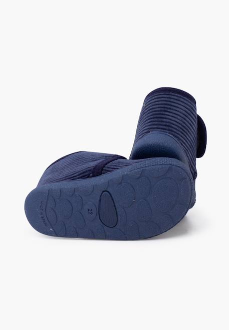 Chaussons barefoot velours côtelé fermeture à scratch Bleu marine+Pierre 3 - vertbaudet enfant 