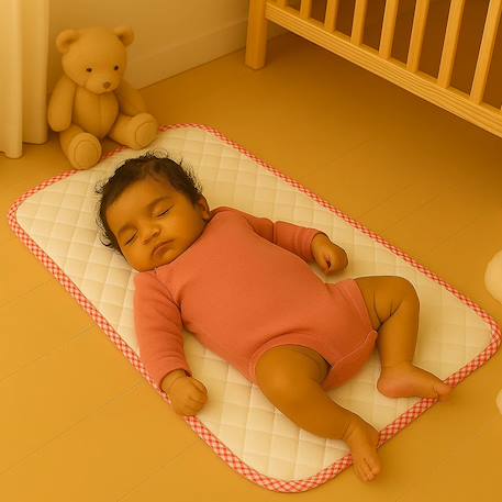 Tapis à langer nomade en coton bio Blanc+Fraise+Honey+Rose+Vert+Vichy 32 - vertbaudet enfant 