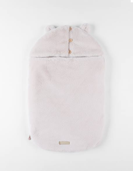 Nid d'ange jersey et fausse fourrure bleu canard+rose poudré+sable 12 - vertbaudet enfant 