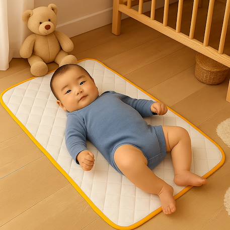 Tapis à langer nomade en coton bio Blanc+Fraise+Honey+Rose+Vert+Vichy 16 - vertbaudet enfant 