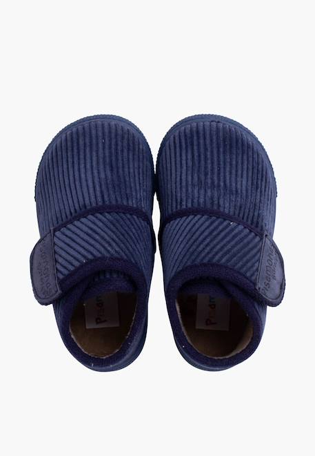 Chaussons barefoot velours côtelé fermeture à scratch Bleu marine+Pierre 5 - vertbaudet enfant 