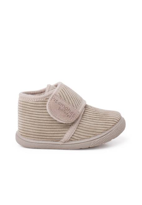 Chaussons barefoot velours côtelé fermeture à scratch Bleu marine+Pierre 7 - vertbaudet enfant 