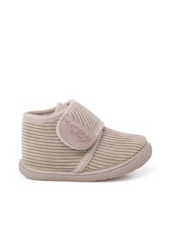 Chaussures-Chaussures bébé 17-26-Chaussons barefoot velours côtelé fermeture à scratch