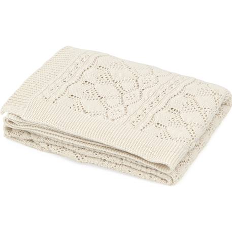 Couverture bébé en tricot pointelle off white (100 x 80 cm) Blanc 1 - vertbaudet enfant 