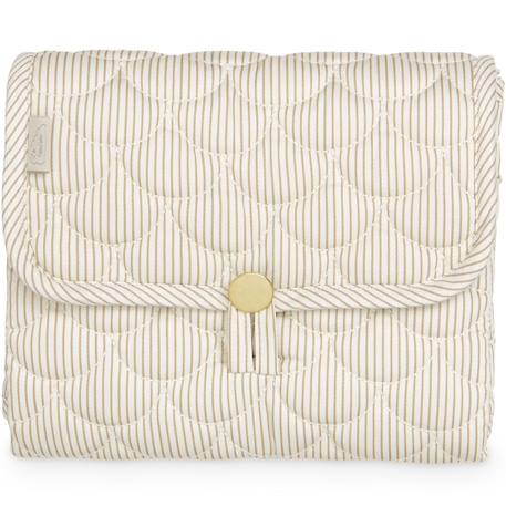 Tapis à langer de voyage matelassé classic stripes camel Blanc, camel 1 - vertbaudet enfant 