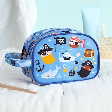 Trousse de toilette amis de la forêt Bleu+Gris+Jaune+Rose+Vert d'eau, marron, écru 2 - vertbaudet enfant 