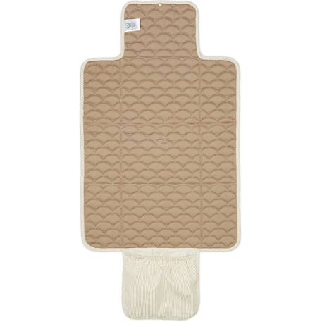 Tapis à langer de voyage matelassé classic stripes camel Blanc, camel 2 - vertbaudet enfant 