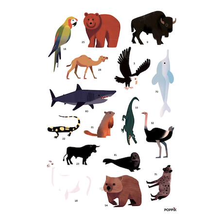 Poster géant 67 stickers animaux du monde Multi-coloured 2 - vertbaudet enfant 