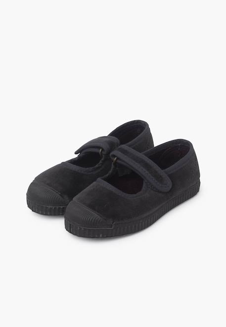 Chaussures babies en velours embout en caoutchouc Bleu marine+Gris+Noir+Vieux rose 10 - vertbaudet enfant 