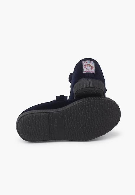 Chaussures babies en velours embout en caoutchouc Bleu marine+Gris+Noir+Vieux rose 3 - vertbaudet enfant 