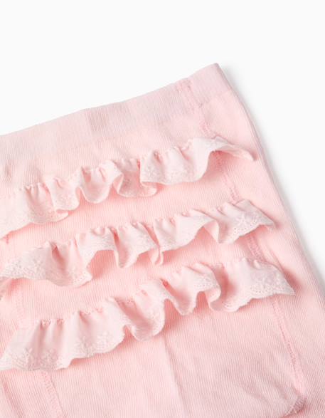 Collant avec volants et broderie anglaise Rose clair 2 - vertbaudet enfant 
