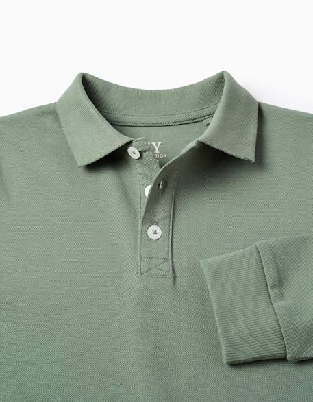 Polo à manches longues en coton Blanc+Bleu foncé+Vert foncé 11 - vertbaudet enfant 