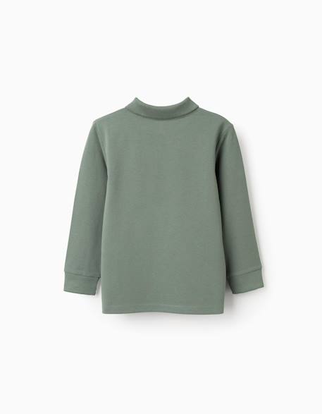 Polo à manches longues en coton Blanc+Bleu foncé+Vert foncé 10 - vertbaudet enfant 