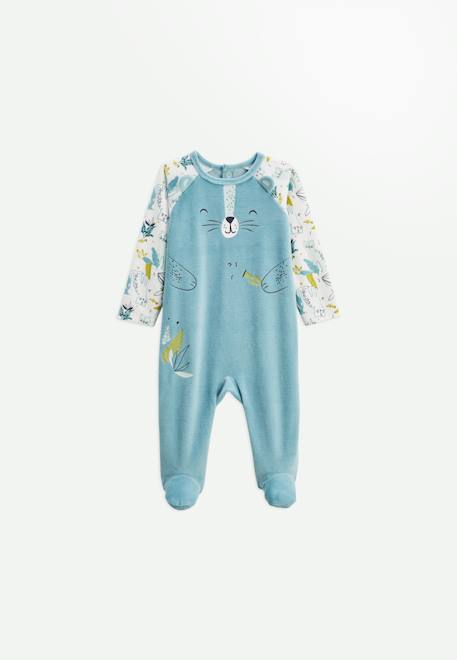 Pyjama bébé en velours oscar Bleu 1 - vertbaudet enfant 