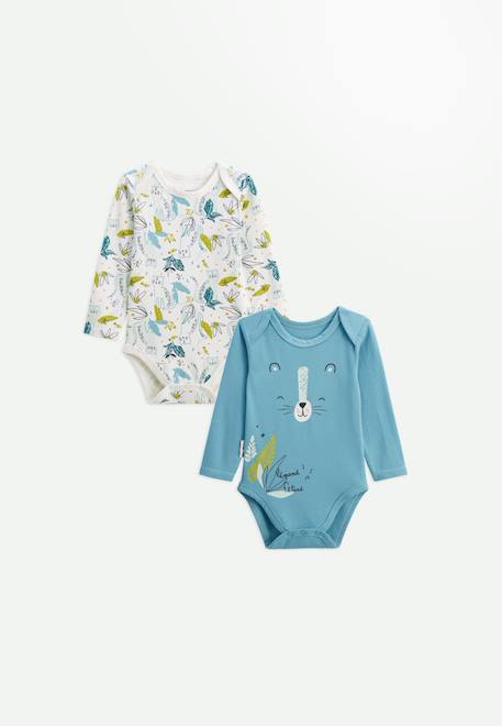 Lot de 2 bodies bébé manches longues oscar Bleu 1 - vertbaudet enfant 