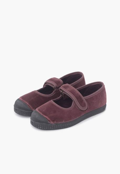 Chaussures babies en velours embout en caoutchouc Bleu marine+Gris+Noir+Vieux rose 22 - vertbaudet enfant 