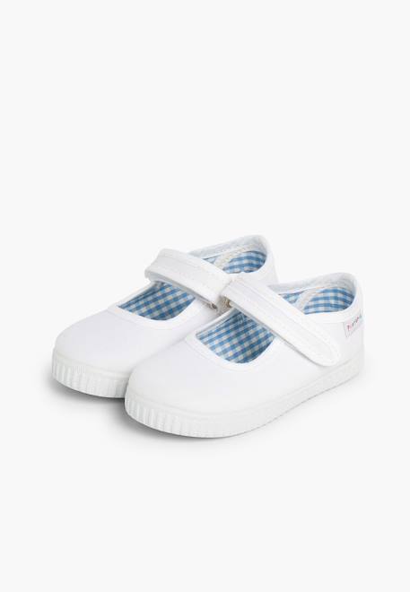 Chaussures babies fille à scratch style basket Blanc+Bleu denim+Bleu marine+Corail+Écru+Fucsia+Gris+Jaune+Rose+Rose pâle+Rouge 4 - vertbaudet enfant 