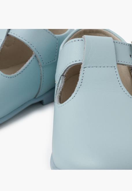 Salomés en cuir avec fermeture à boucle Blanc+Ciel clair 12 - vertbaudet enfant 