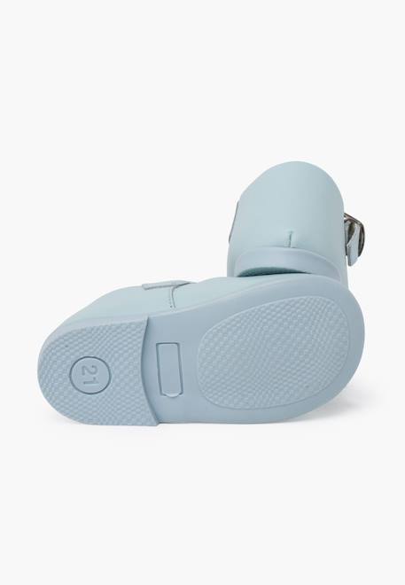 Salomés en cuir avec fermeture à boucle Blanc+Ciel clair 9 - vertbaudet enfant 