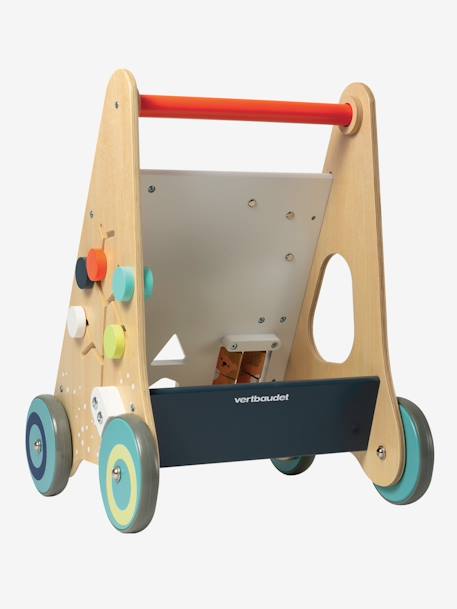 Chariot de marche avec freins en bois FSC® Blanc cassé+bleu+rose+Vert 7 - vertbaudet enfant 