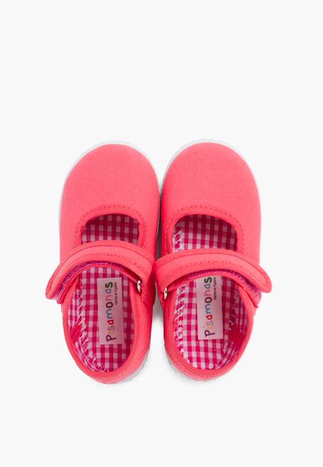 Chaussures babies fille à scratch style basket Blanc+Bleu denim+Bleu marine+Corail+Écru+Fucsia+Gris+Jaune+Rose+Rose pâle+Rouge 22 - vertbaudet enfant 